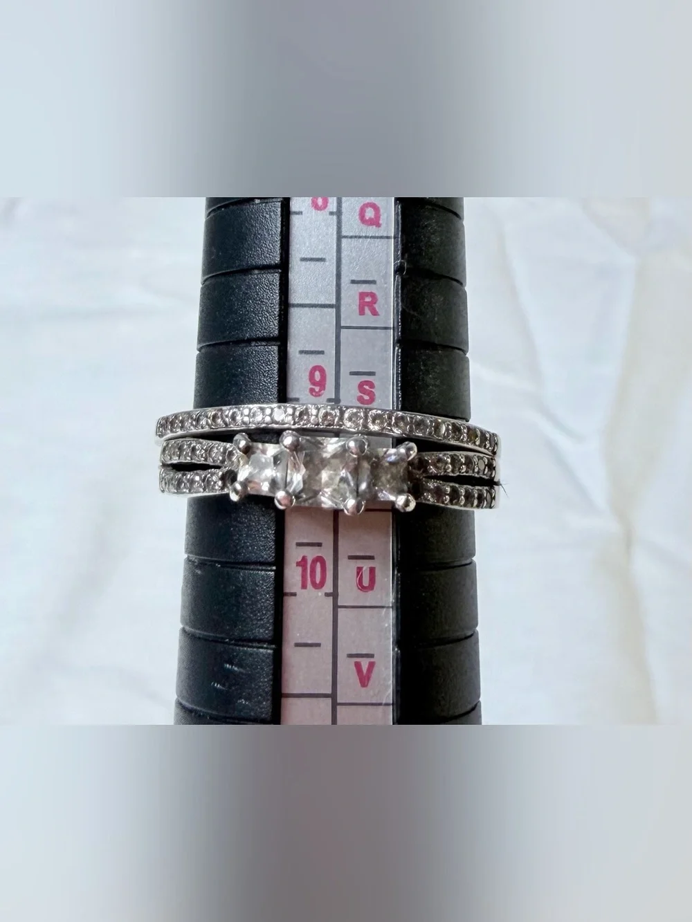 925 Sterling Silver Bridal Wedding Ring Set Size 9.5